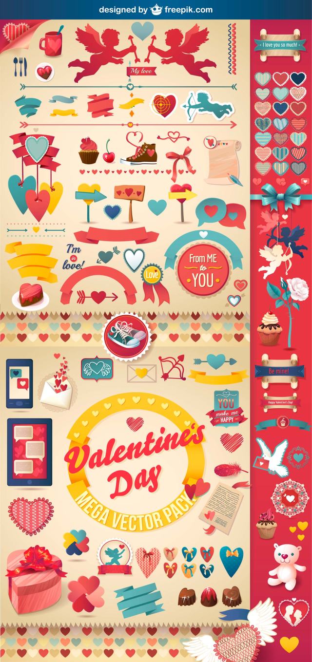 pack vectorial para san valentín